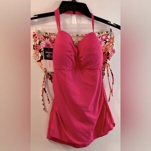 Anne Cole Top & Salt + Cove Morning Grace Ruched High-Waist Bikini Bottoms, L